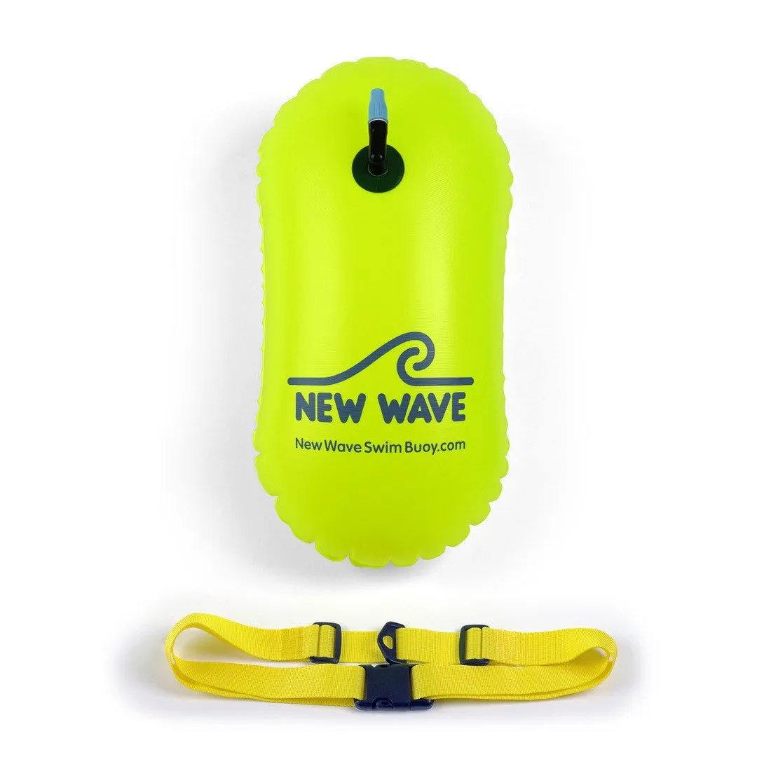 New Wave Swim Bubble for Open Water Swimmers and Triathletes - Fluo Green Triathlon Swim Buoy (No Drybag)