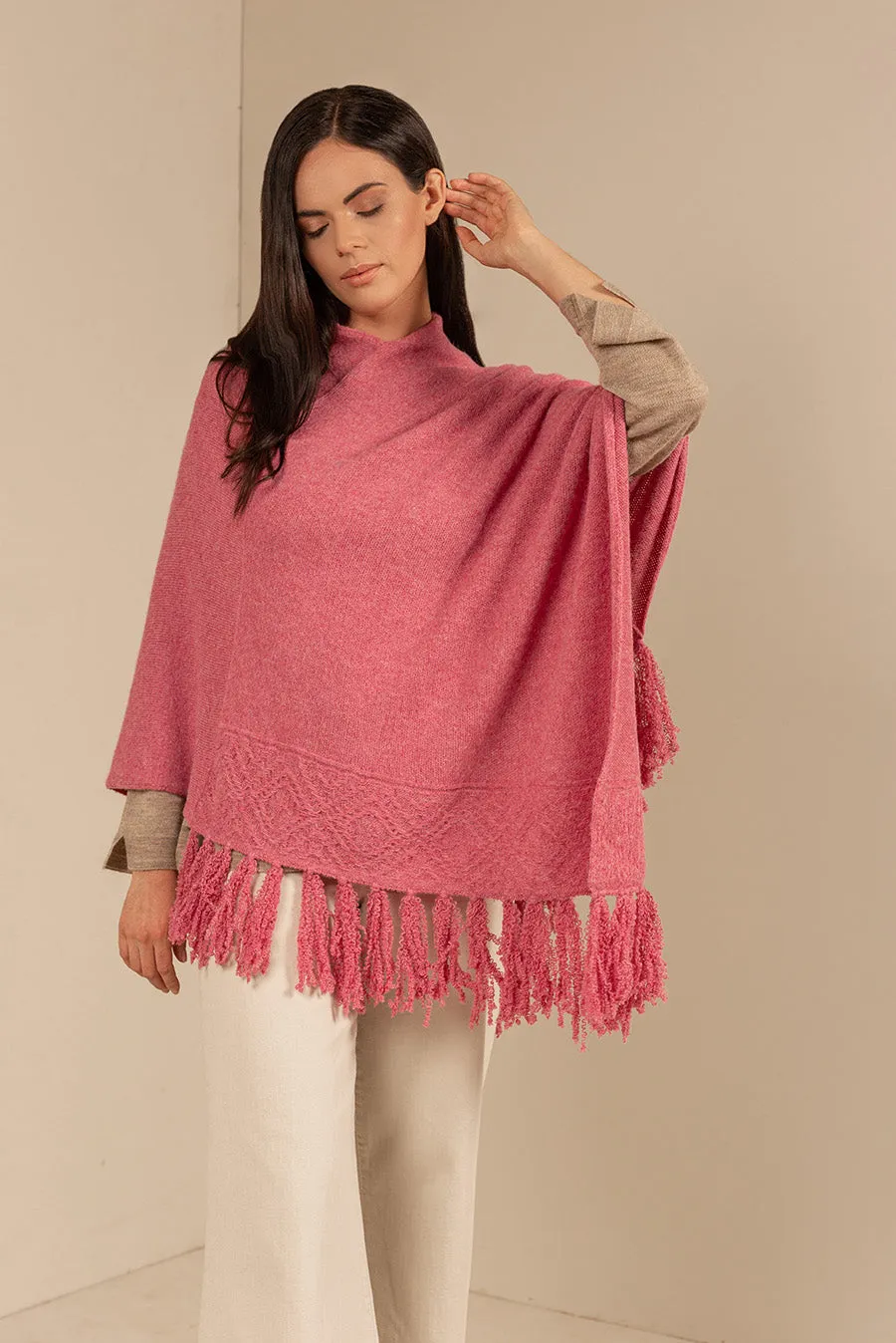 Ofelia Poncho Baby Alpaca Color Damask