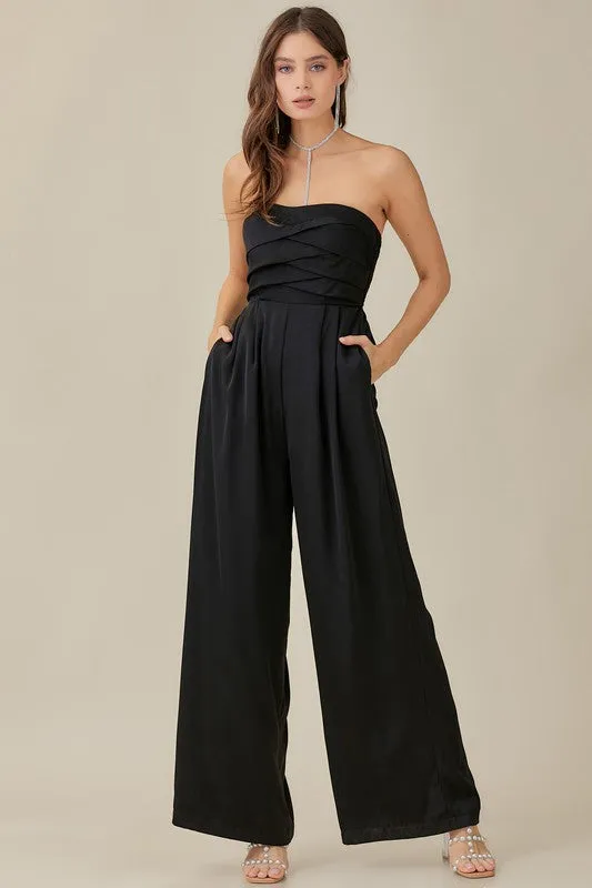 OPHELIA OVERLAPPING TOP DETAILED JUMPSUIT