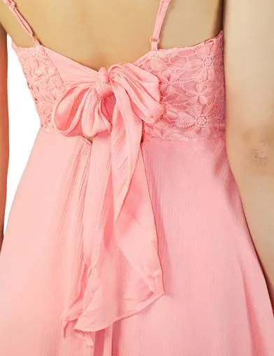 Peach Short Dress With Back Bow