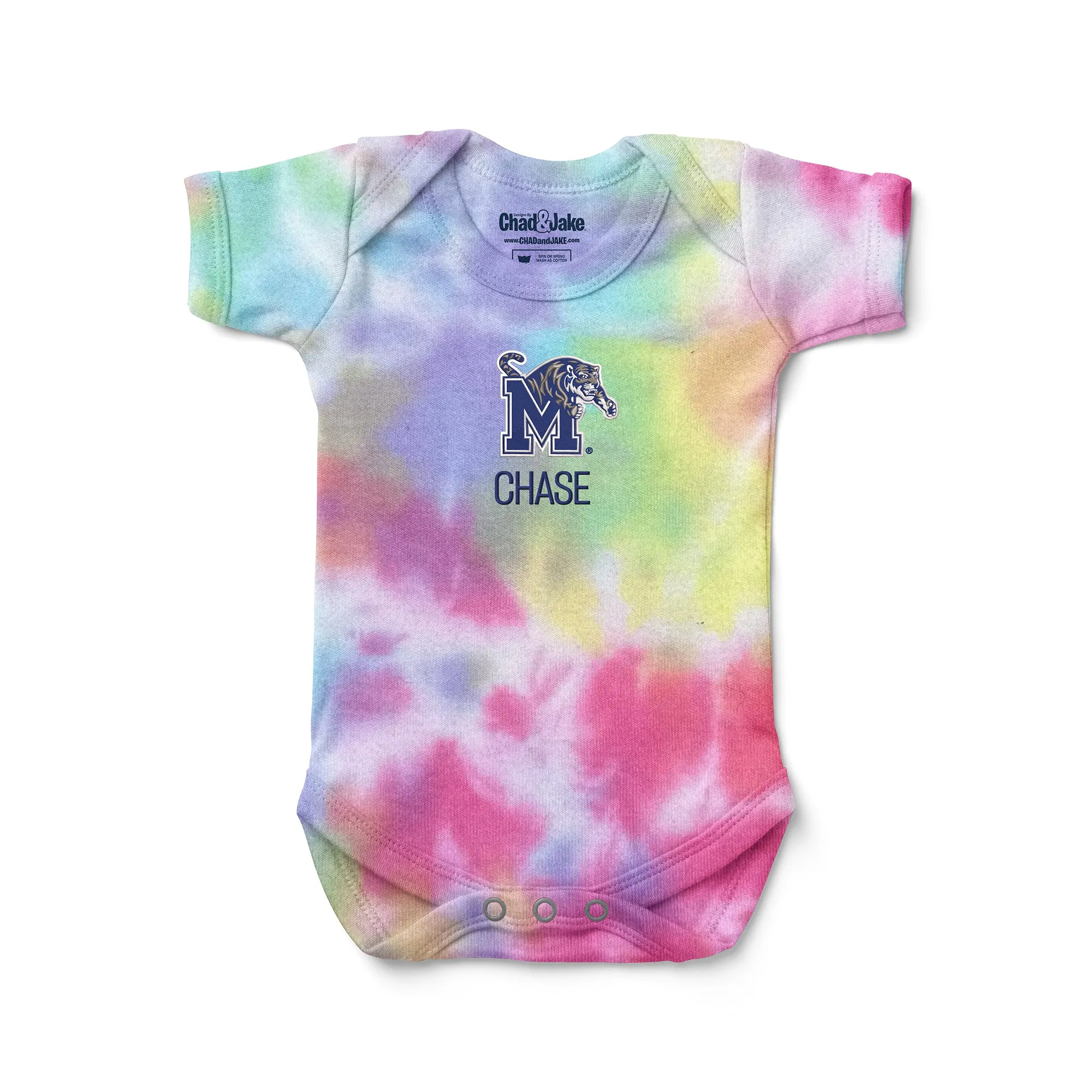 Personalized Memphis Tigers Tie Dye Bodysuit