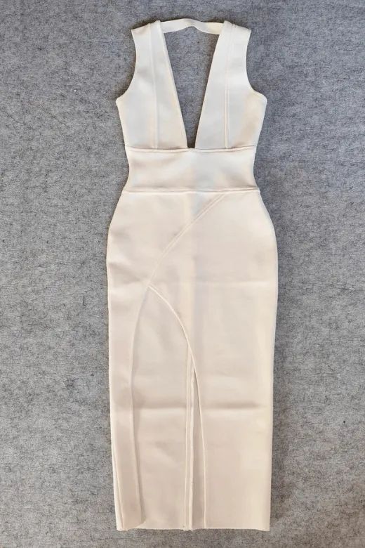 Pia Bandage Midi Dress - Pearl White