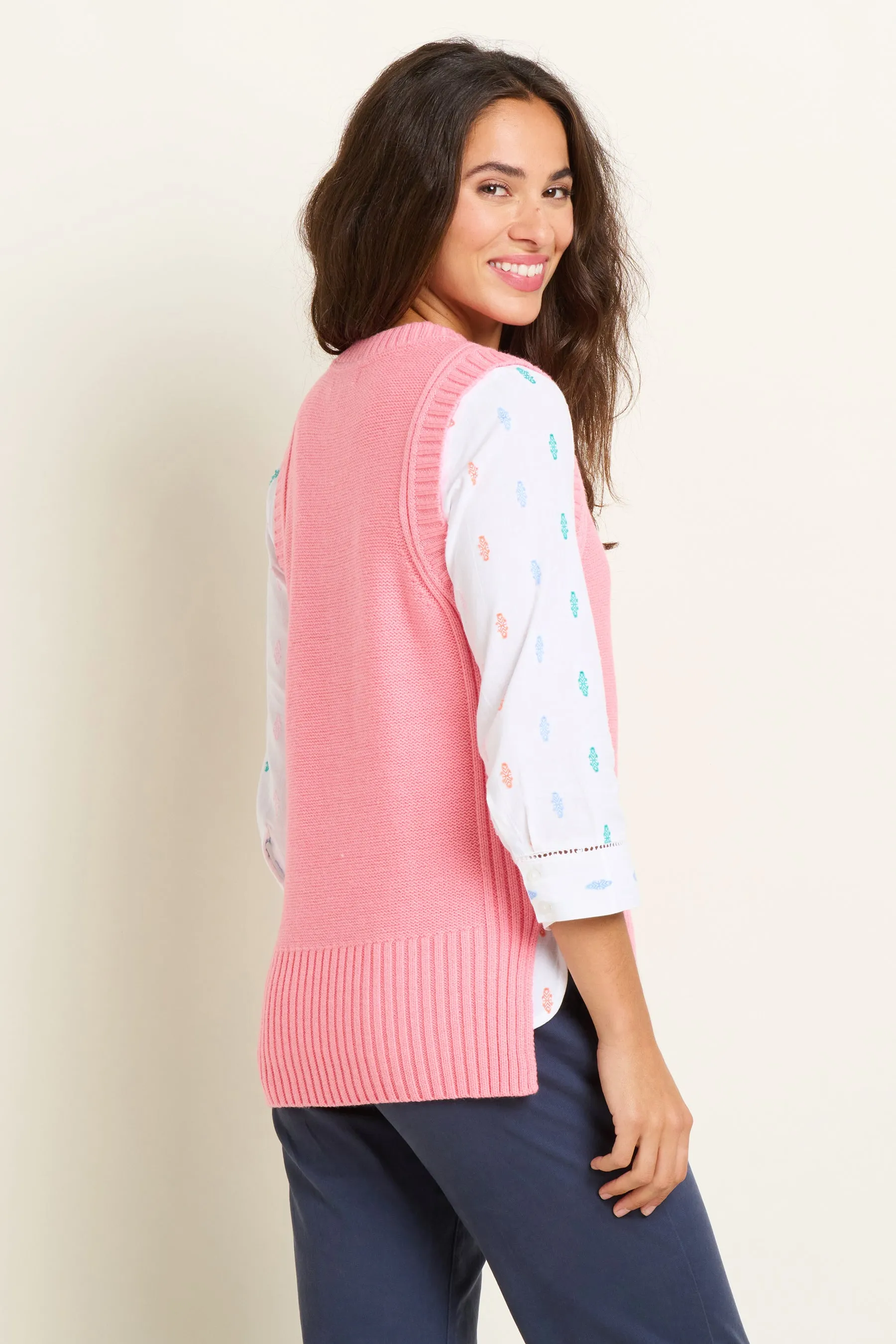 Pink Dip Hem Knitted Vest