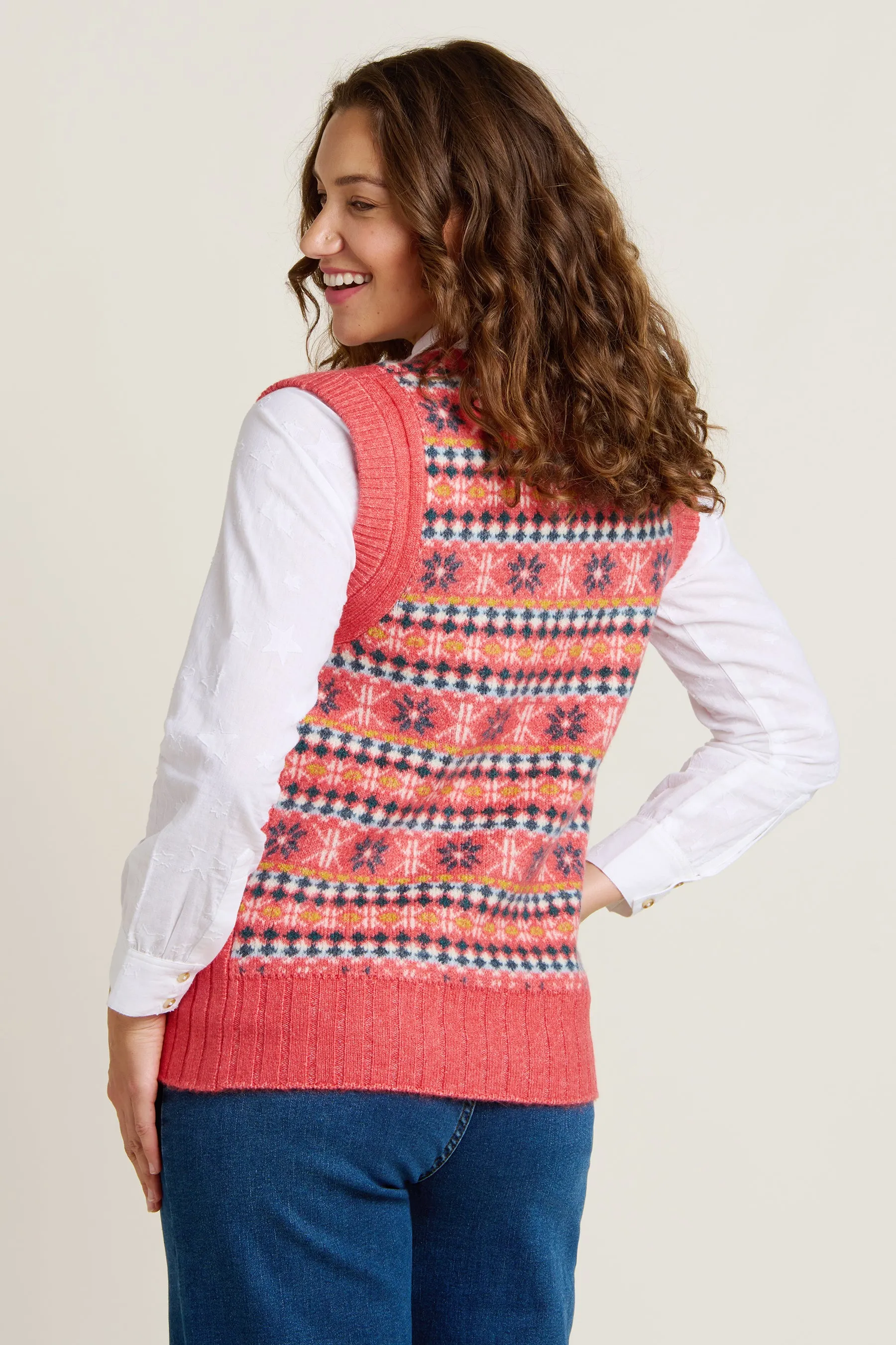 Pink Fairisle Knitted Vest