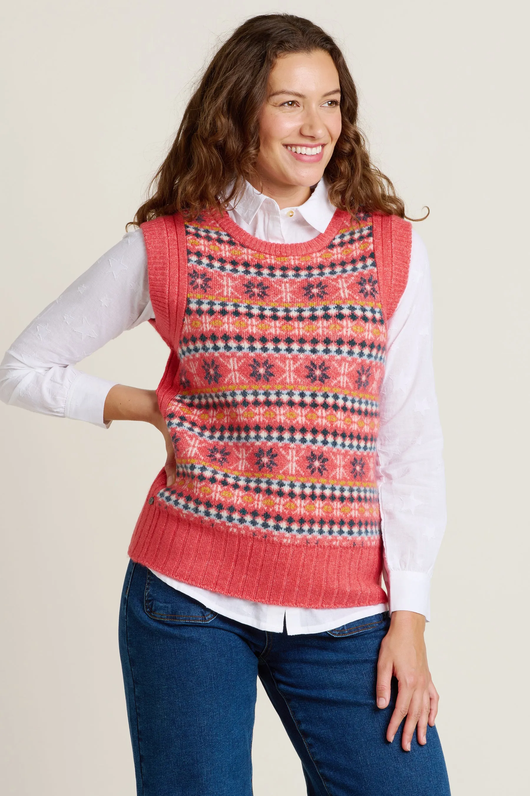 Pink Fairisle Knitted Vest