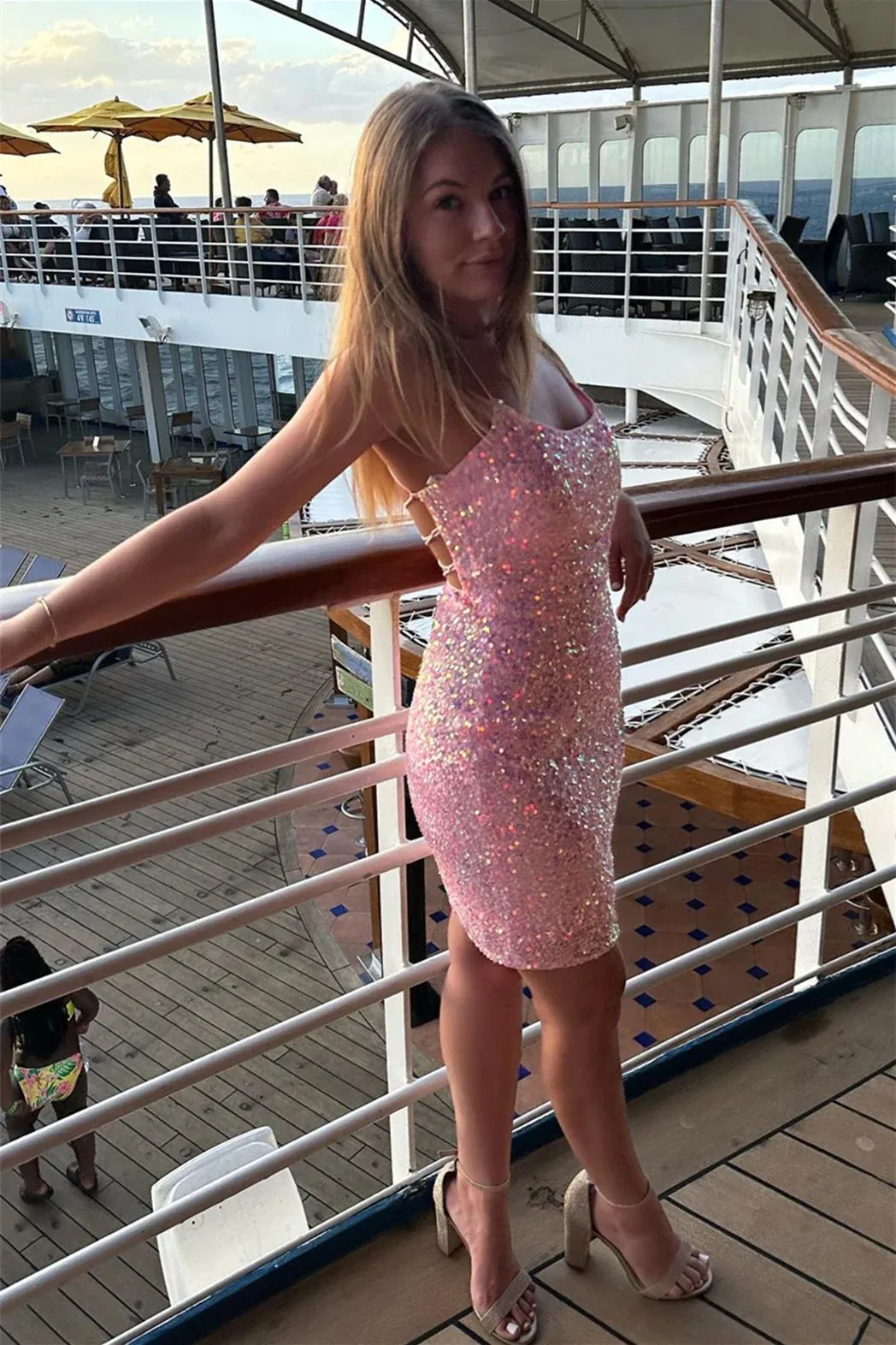 Pink Sequins Bodycon Homecoming Dress