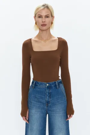 Pistola Jenny Long Sleeve Bodysuit in Saddle