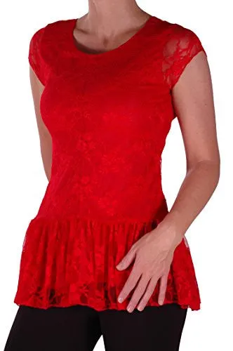 Poppy Lined Short Sleeve Lace Tops