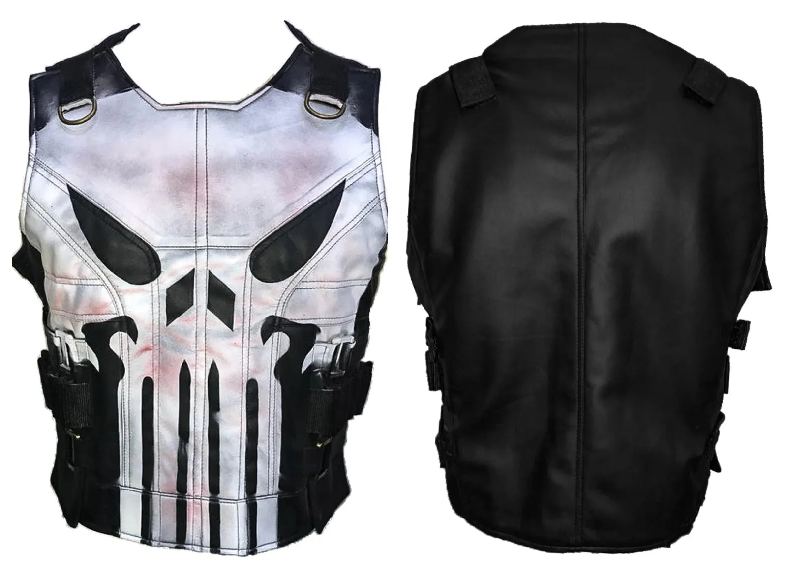 Powerful Men's Black Leather Punisher Vest - John Bernthal Season 2 Edition