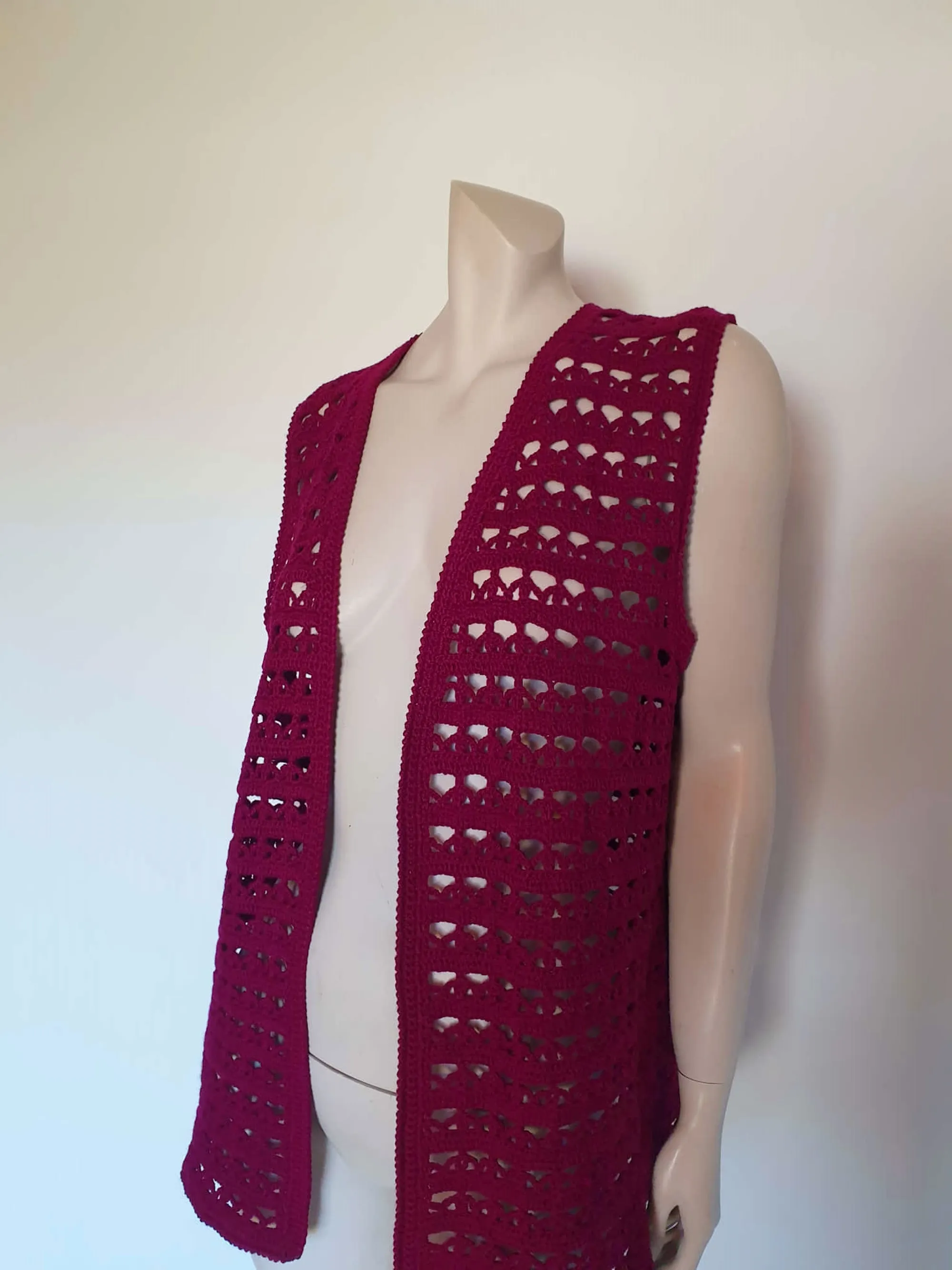 Purple Plum Crocheted Vest - M to L