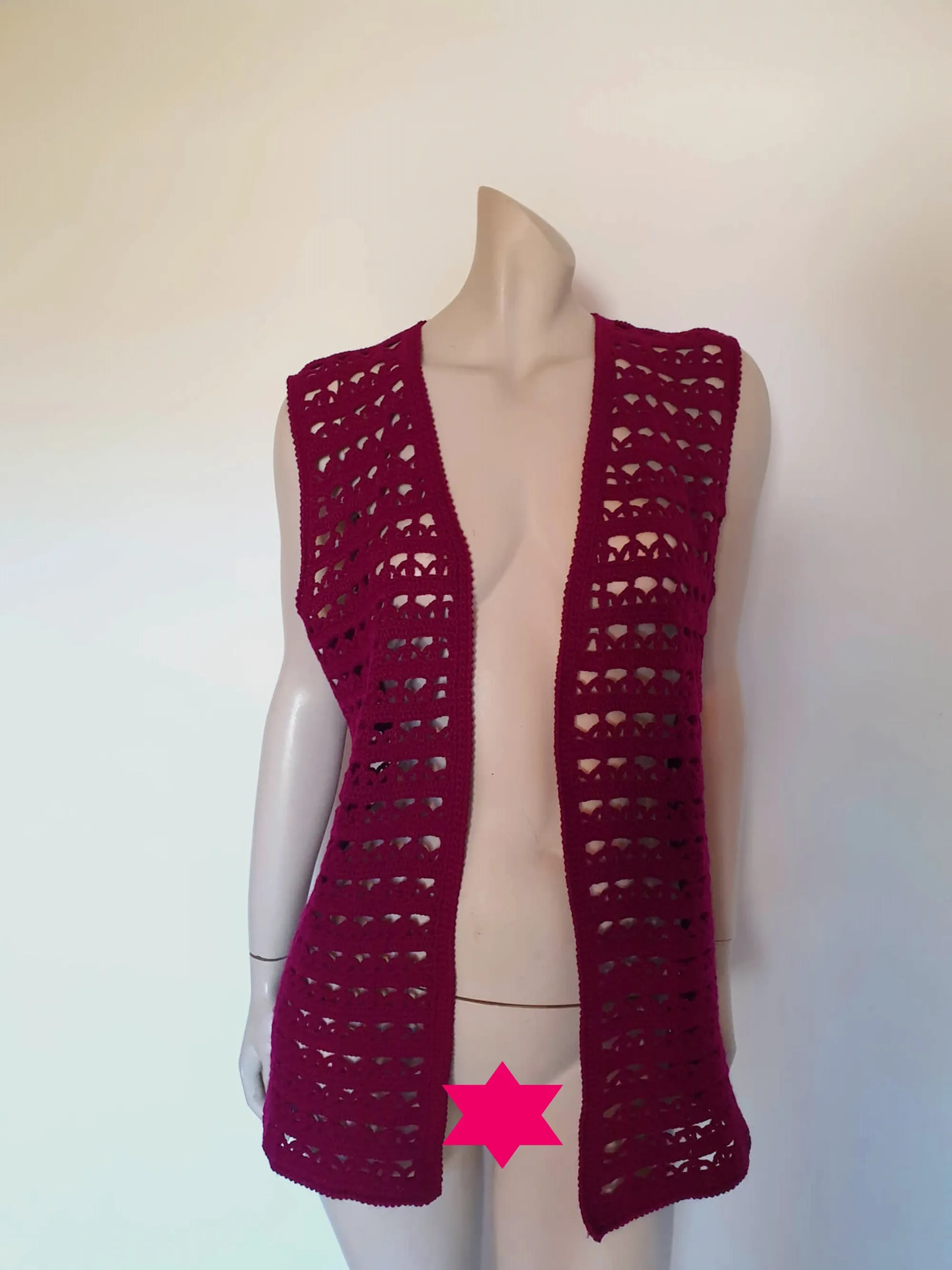 Purple Plum Crocheted Vest - M to L