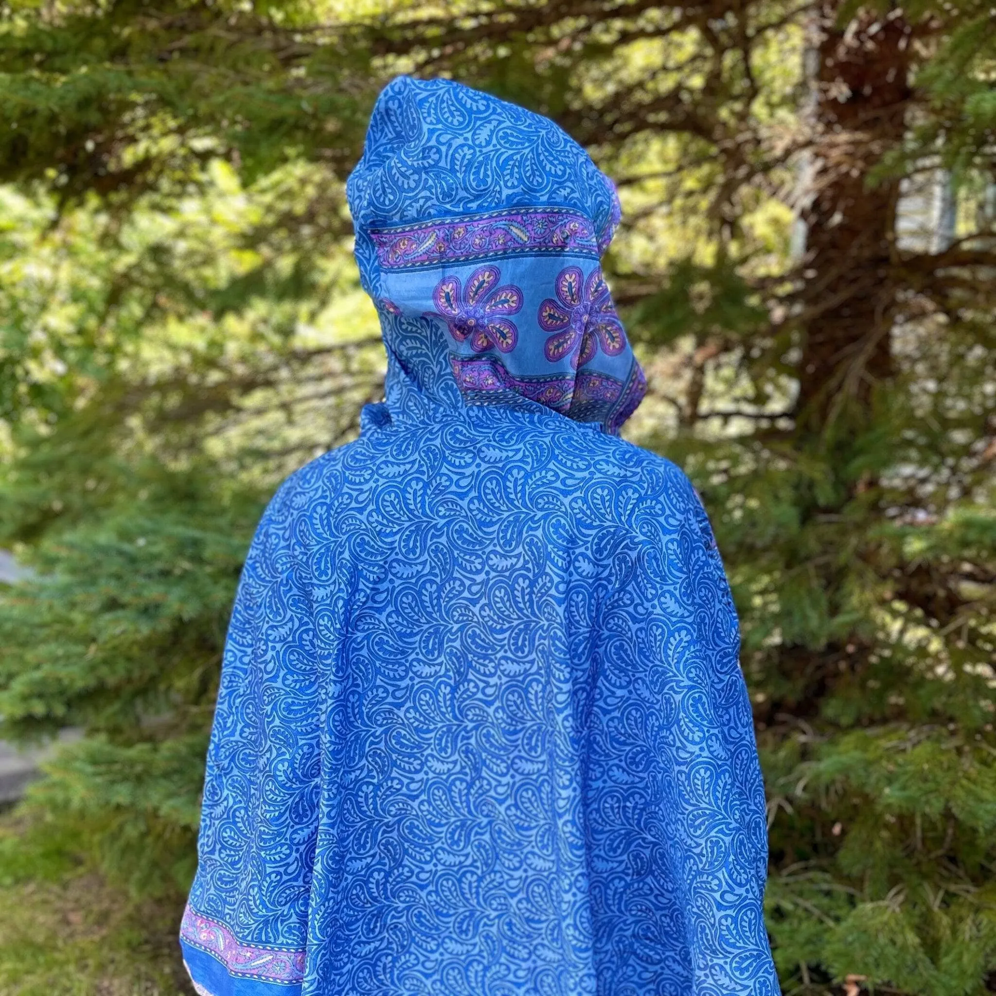 Recycled Sari Hooded Poncho