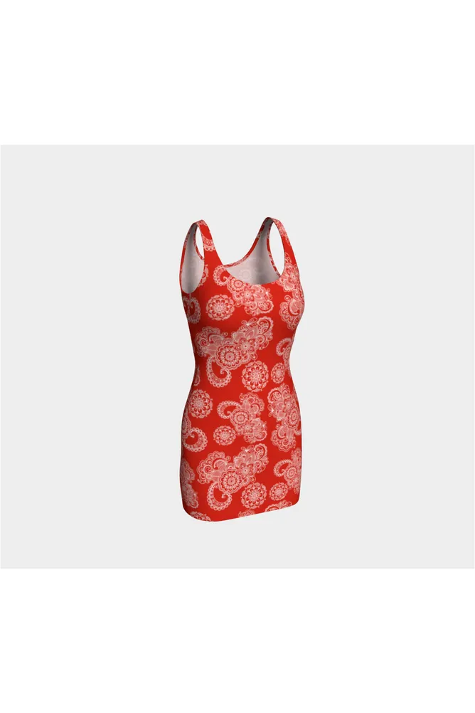 Red Paisley Bodycon Dress