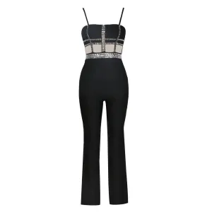 Reese Spaghetti Strap Crystal Embellishment Jumpsuit