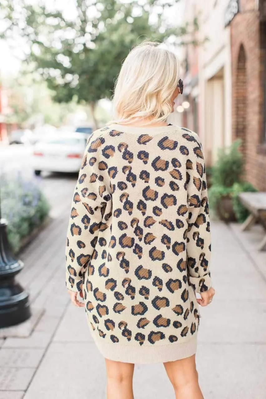 Retro Leopard Spotted Prints Oversized Comfy Long Cardigan Sweaters