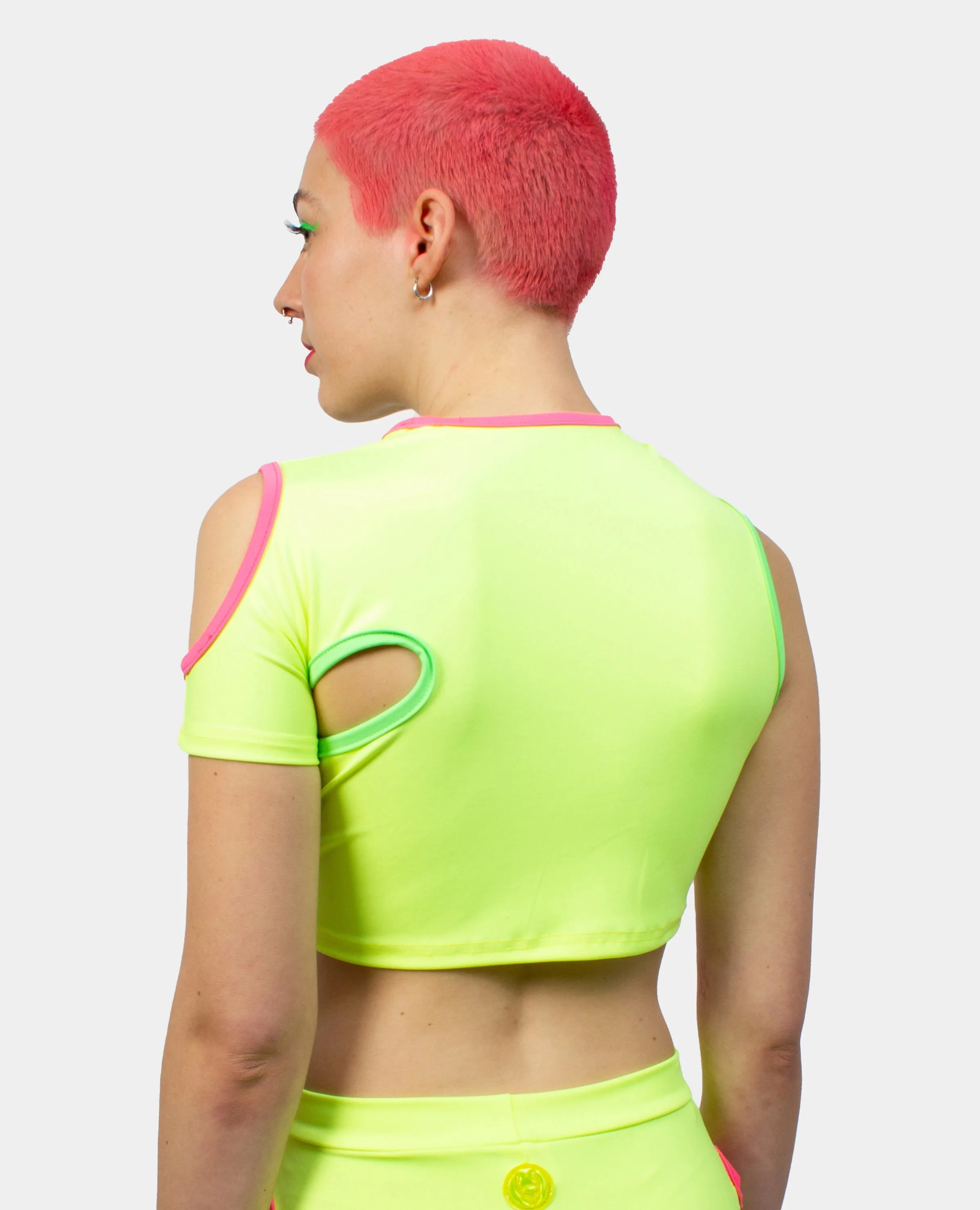 REWIND CROPPED VEST NEON YELLOW