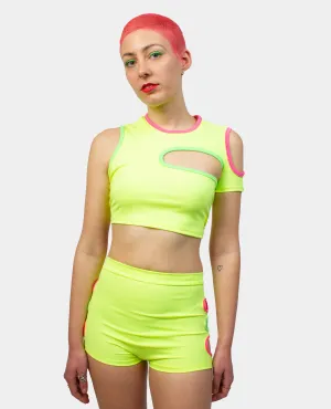 REWIND CROPPED VEST NEON YELLOW