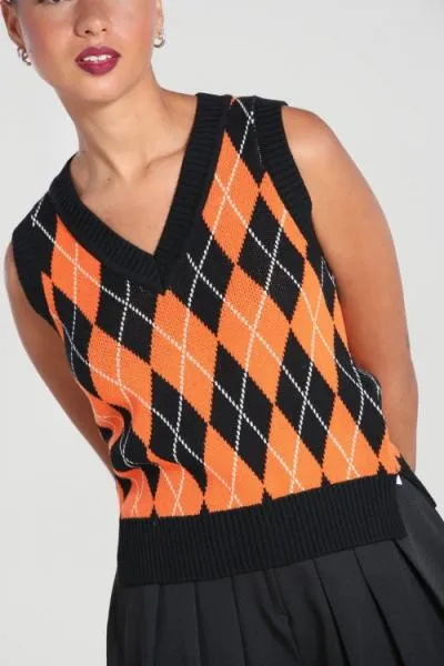 Rhombus Vest - Black/Orange -