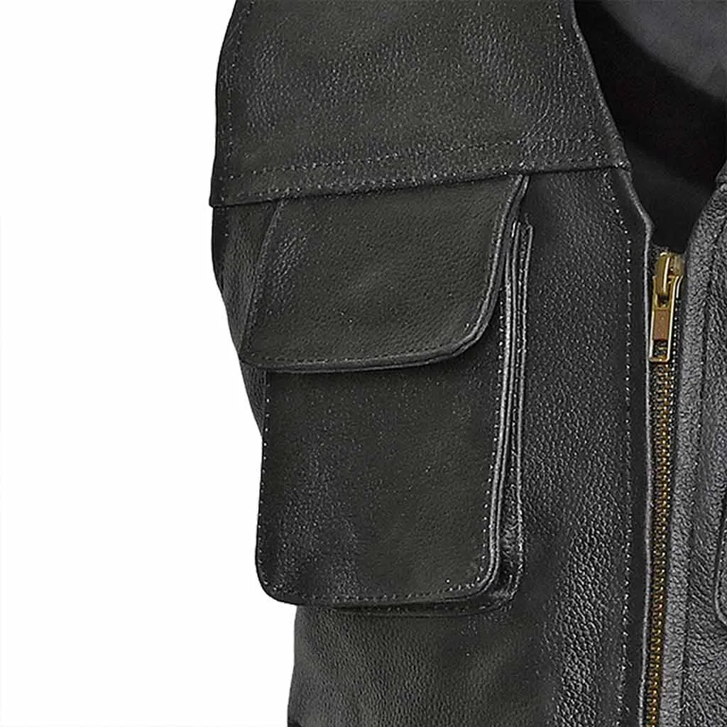 RIDERACT® Cargo Biker Leather Vest