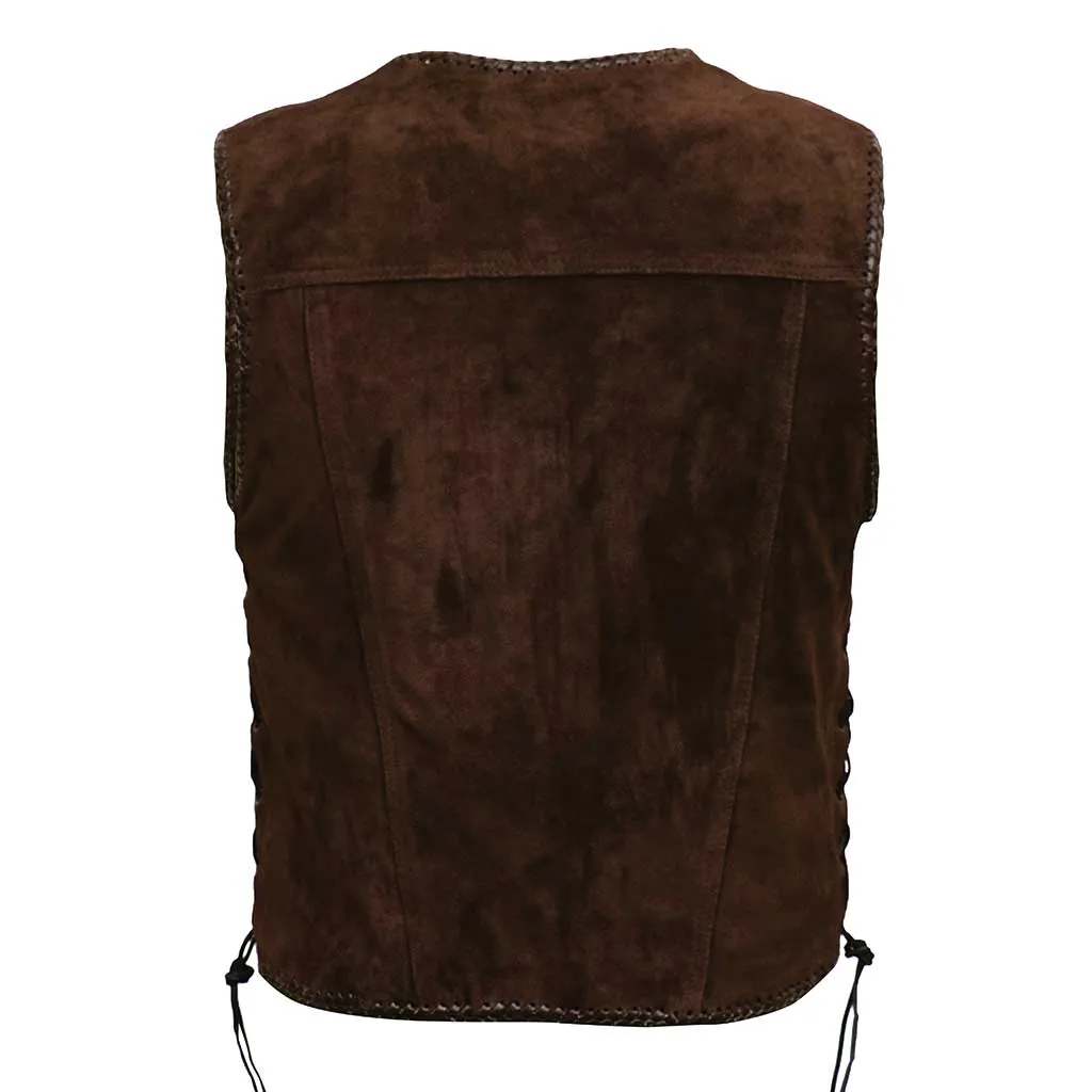 RIDERACT® Suede Leather Vest Brown Triple Clasp