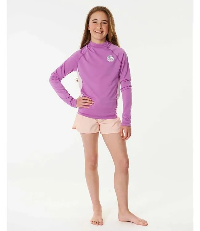 Ripcurl Icons UV Brushed Girls Long Sleeve (2024) - Neon Purple