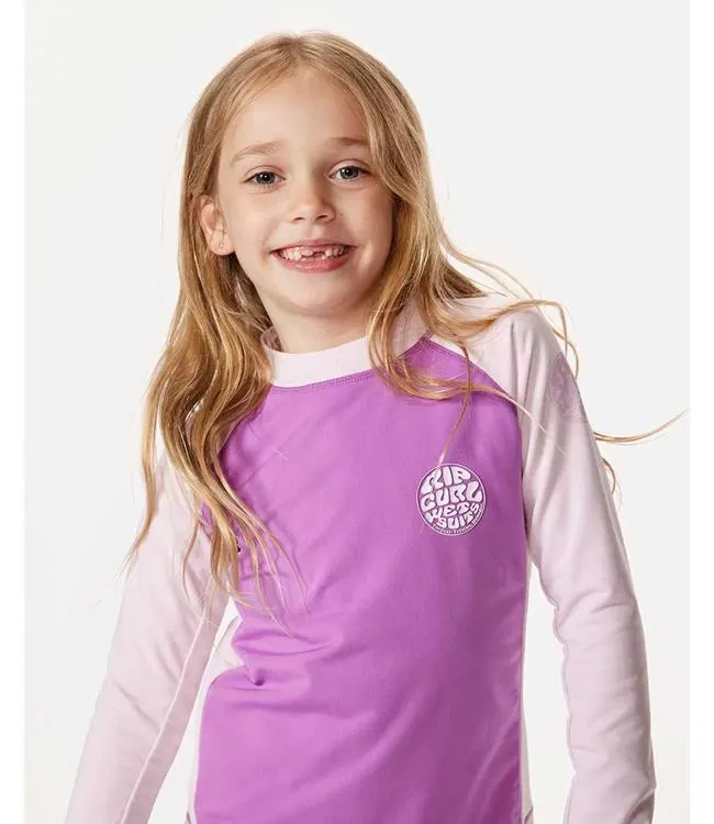 Ripcurl Icons UV Brushed Kids Long Sleeve (2024) - Neon Purple