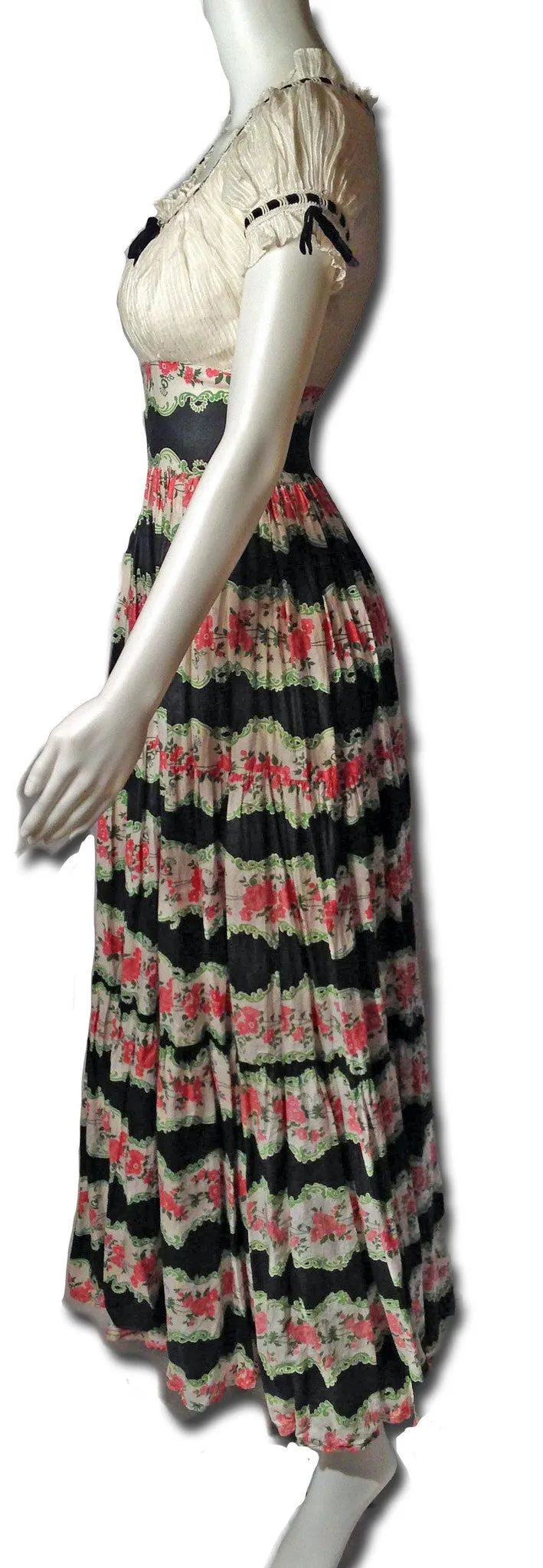 Romantic 1940s Cotton Chintz Floral Dress