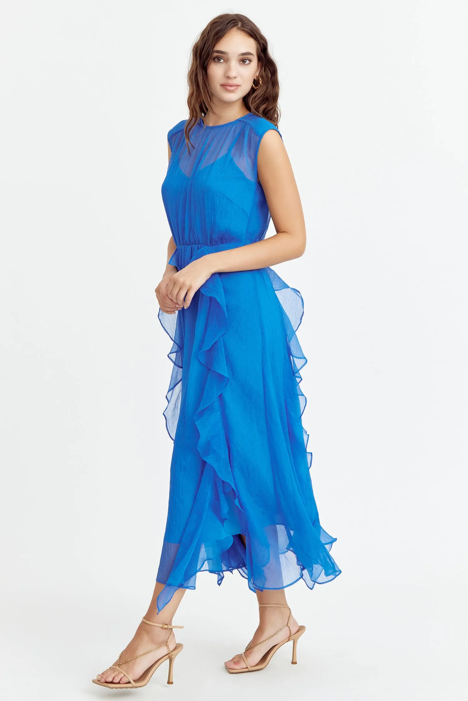 ROSALIE RUFFLED MIDI DRESS