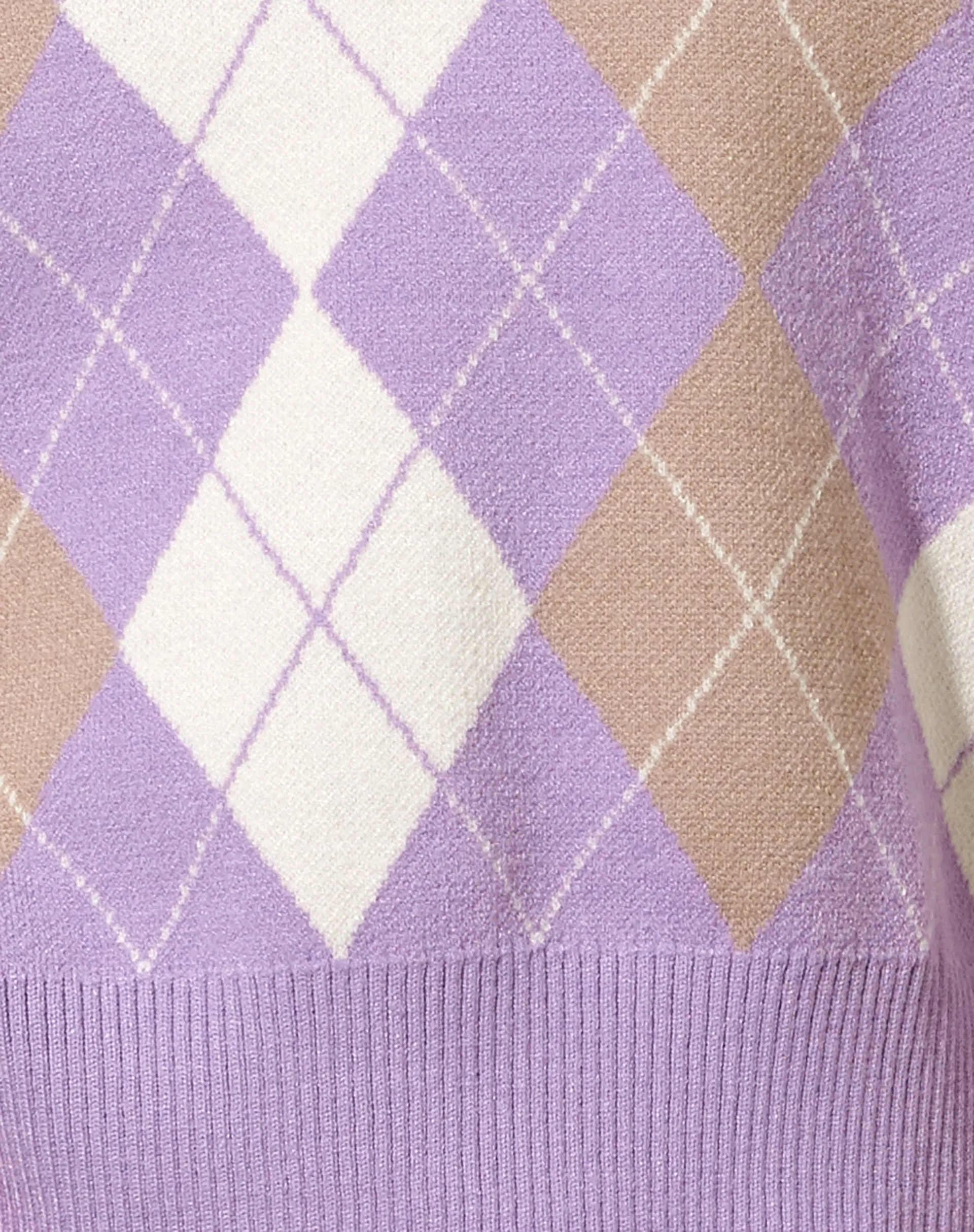 Sami Vest in Argyle Lilac Cream Tan