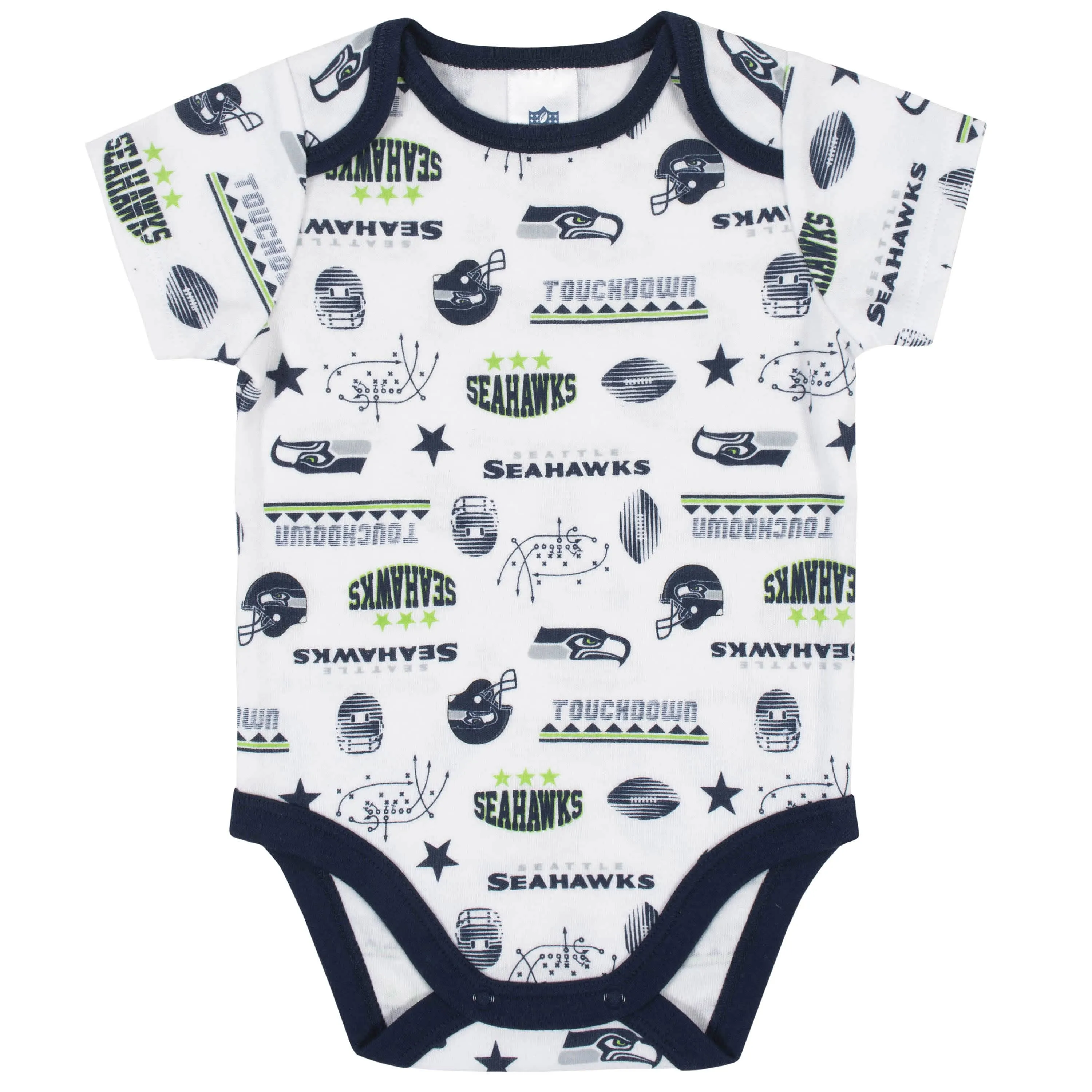 Seattle Seahawks 3-Piece Baby Boys Bodysuit, Bib, and Cap Set