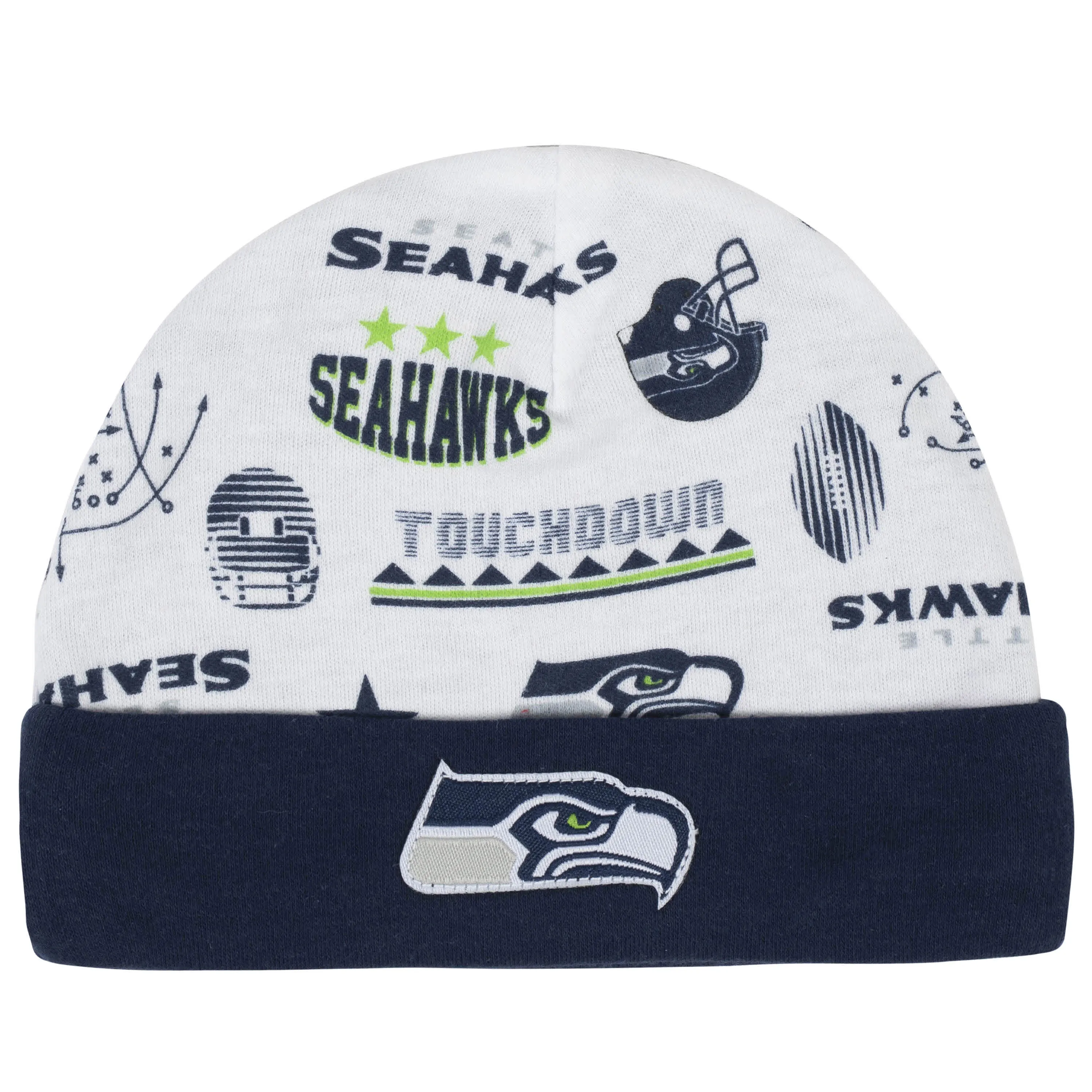 Seattle Seahawks 3-Piece Baby Boys Bodysuit, Bib, and Cap Set