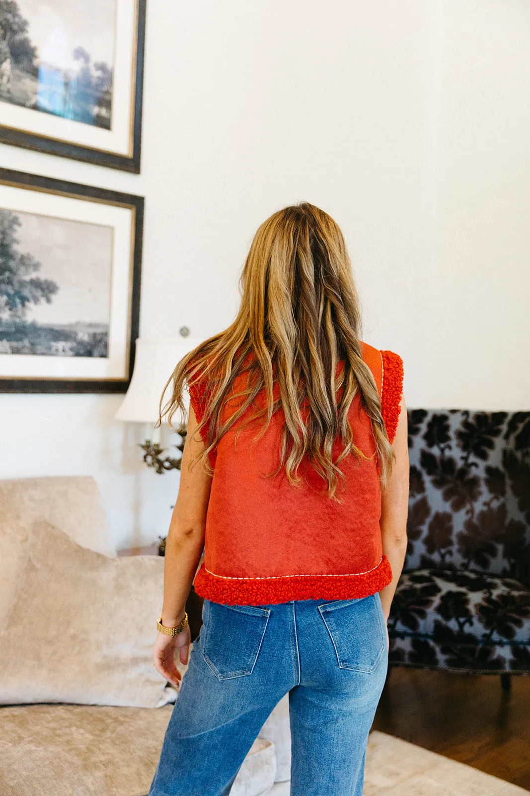 Selena Embroidered Vest - Red