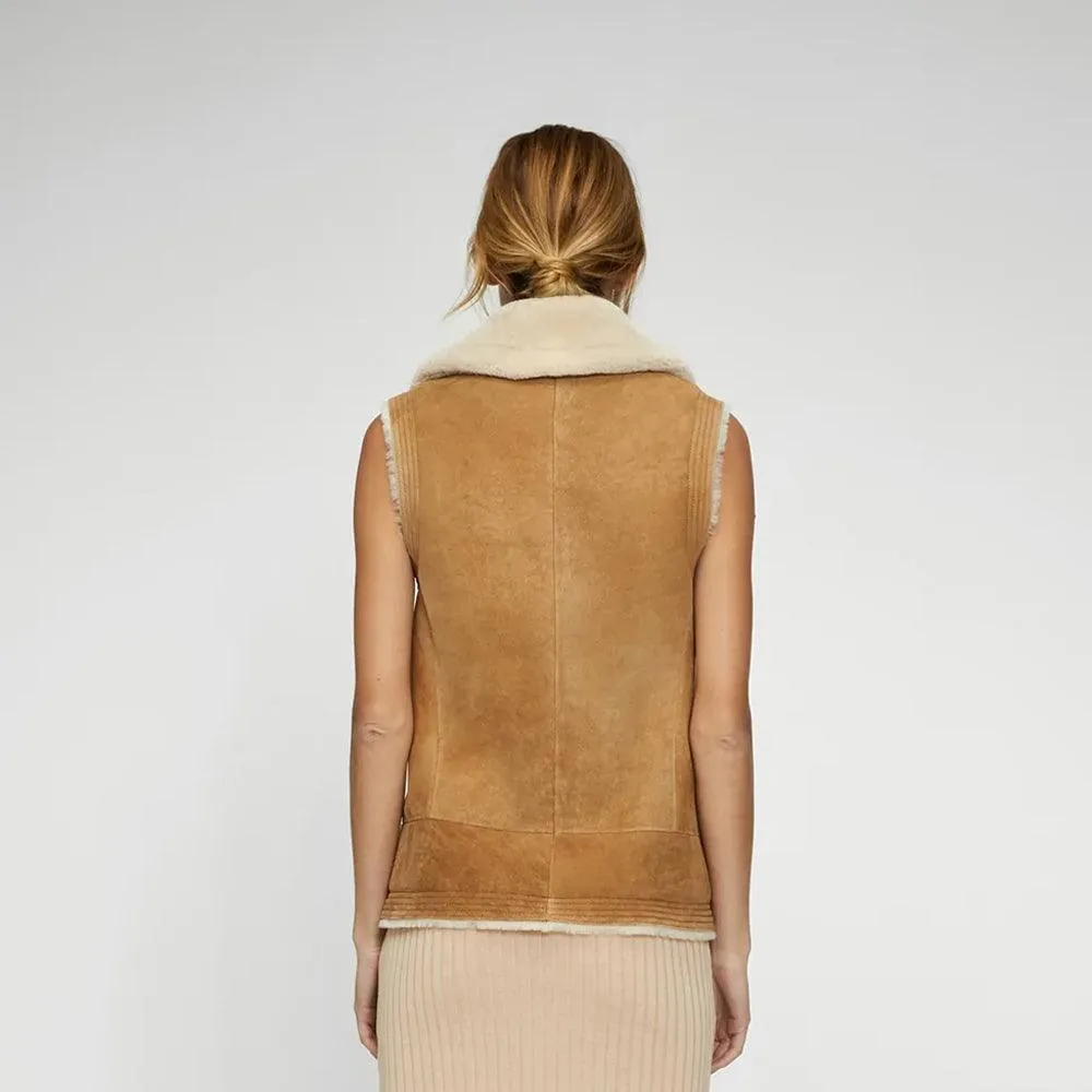 Sheepskin Shearling Leather Vest Womens