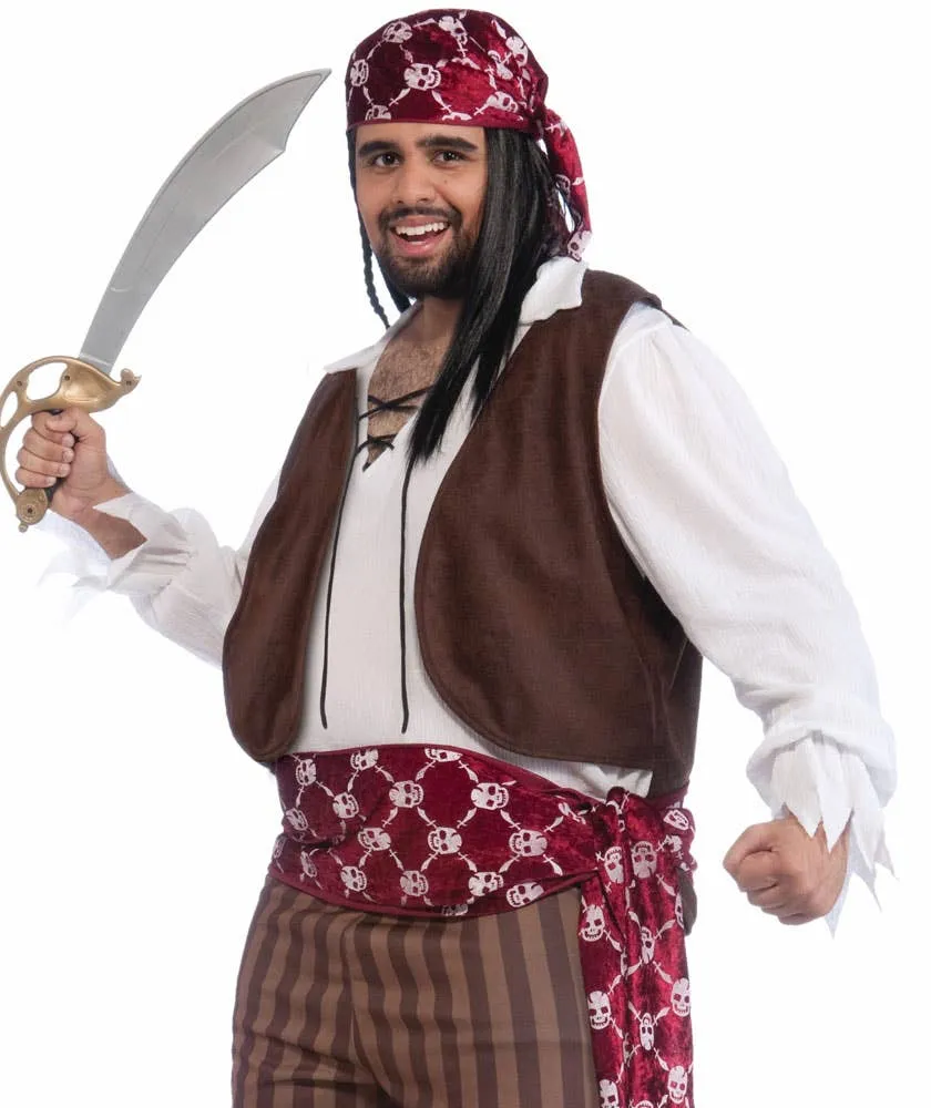 Shipwrecked Mens Plus Size Pirate Fancy Dress Costume