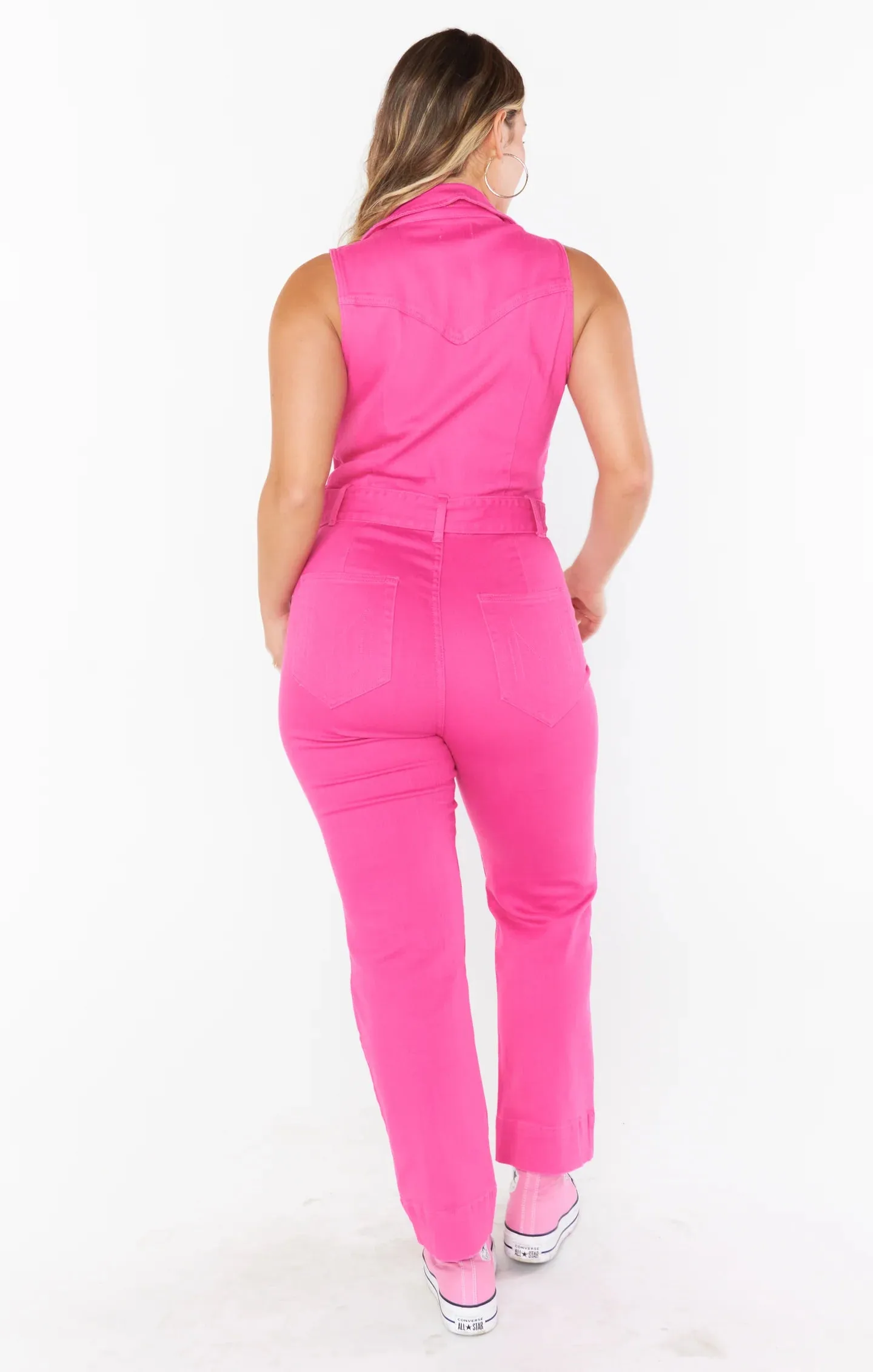 Show Me Your Mumu Jacksonville Cropped Jumpsuit - Hot Pink Denim