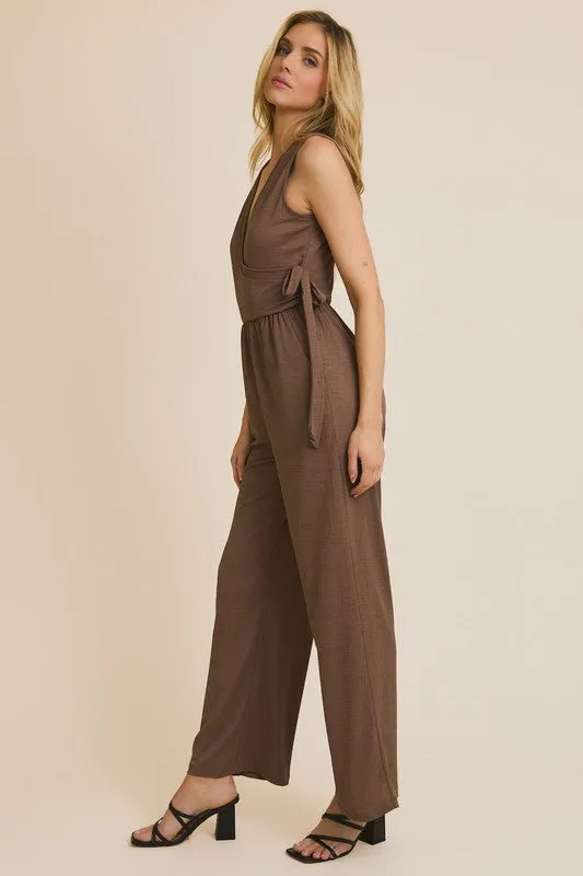 Side Tie Sleeveless Jumpsuit