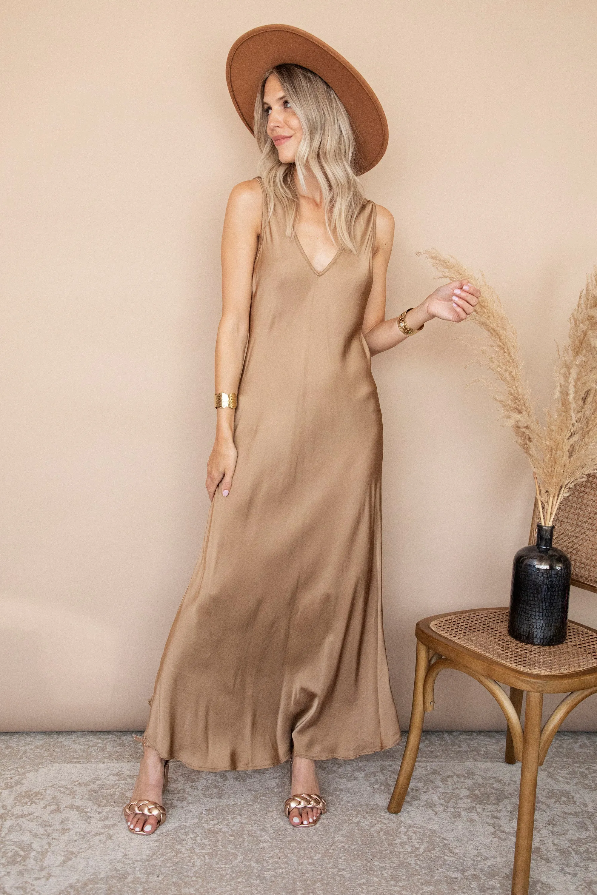 Silky Beauty Gold - Maxi Jurk