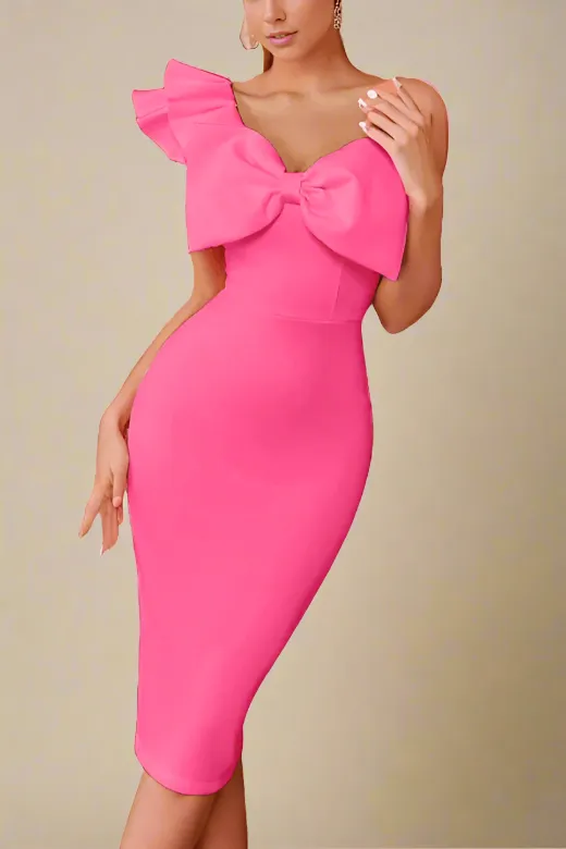 Sisi Bow Bodycon Dress - Hot Pink