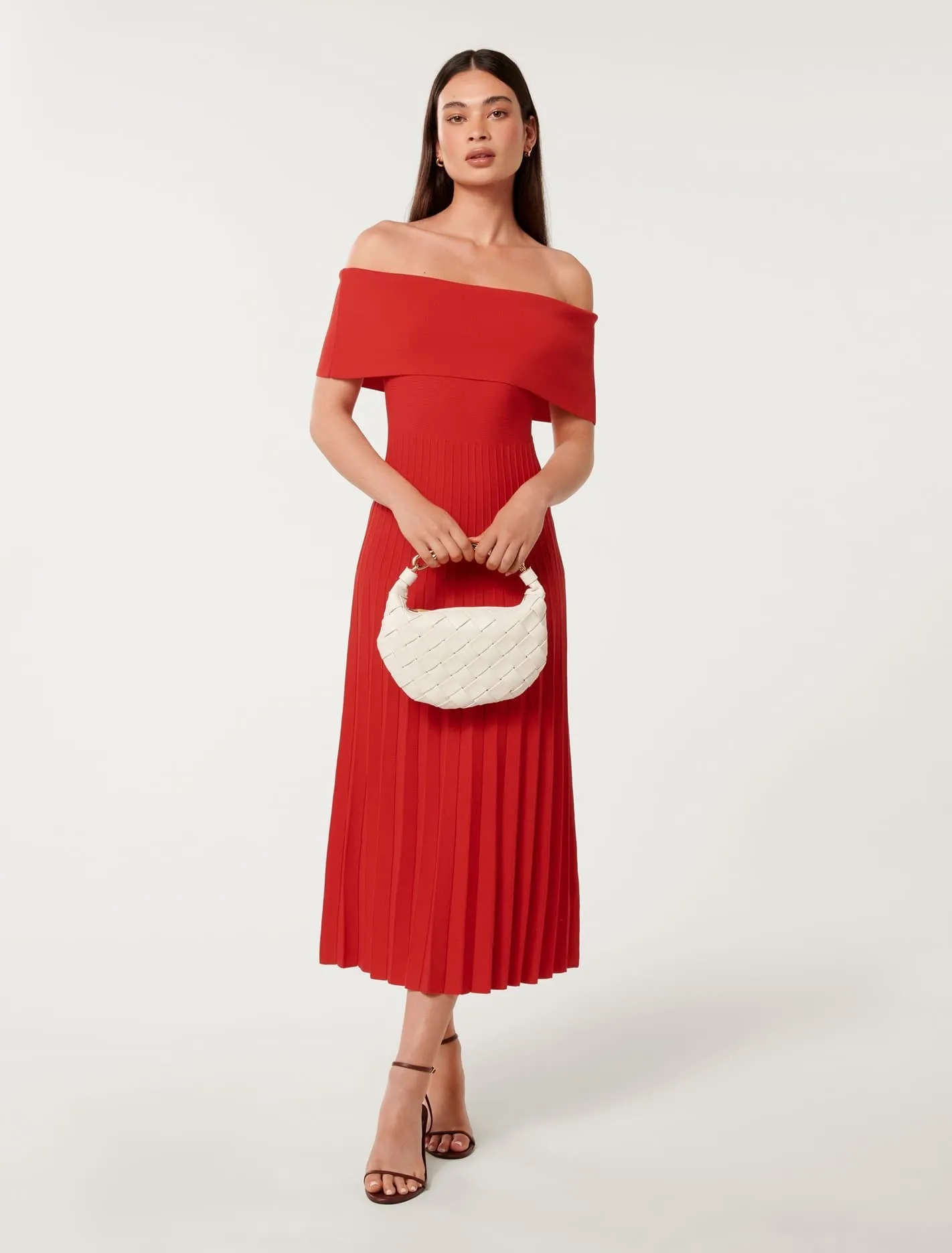 Skye Bardot Knit Midi Dress