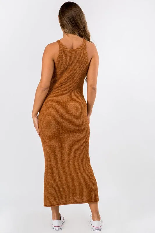 SLEEVELESS LONG COOLING SWEATER YARN DRESS