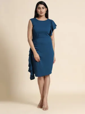 solid bodycon airforce blue dress