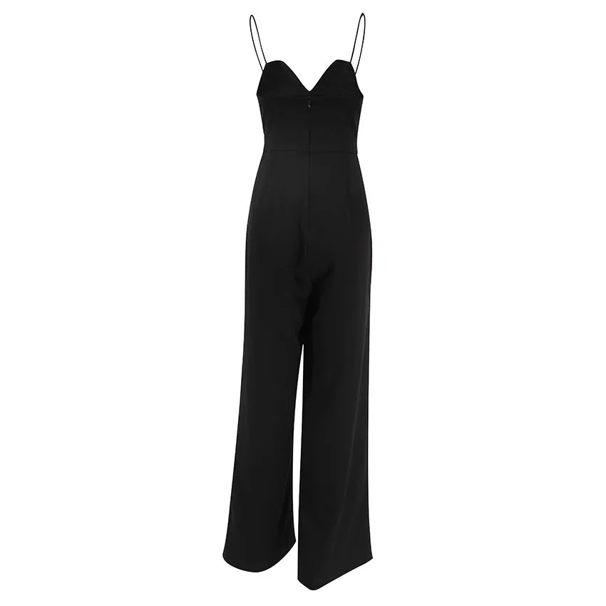 Spaghetti Wide Leg Pleated Jumpsuit