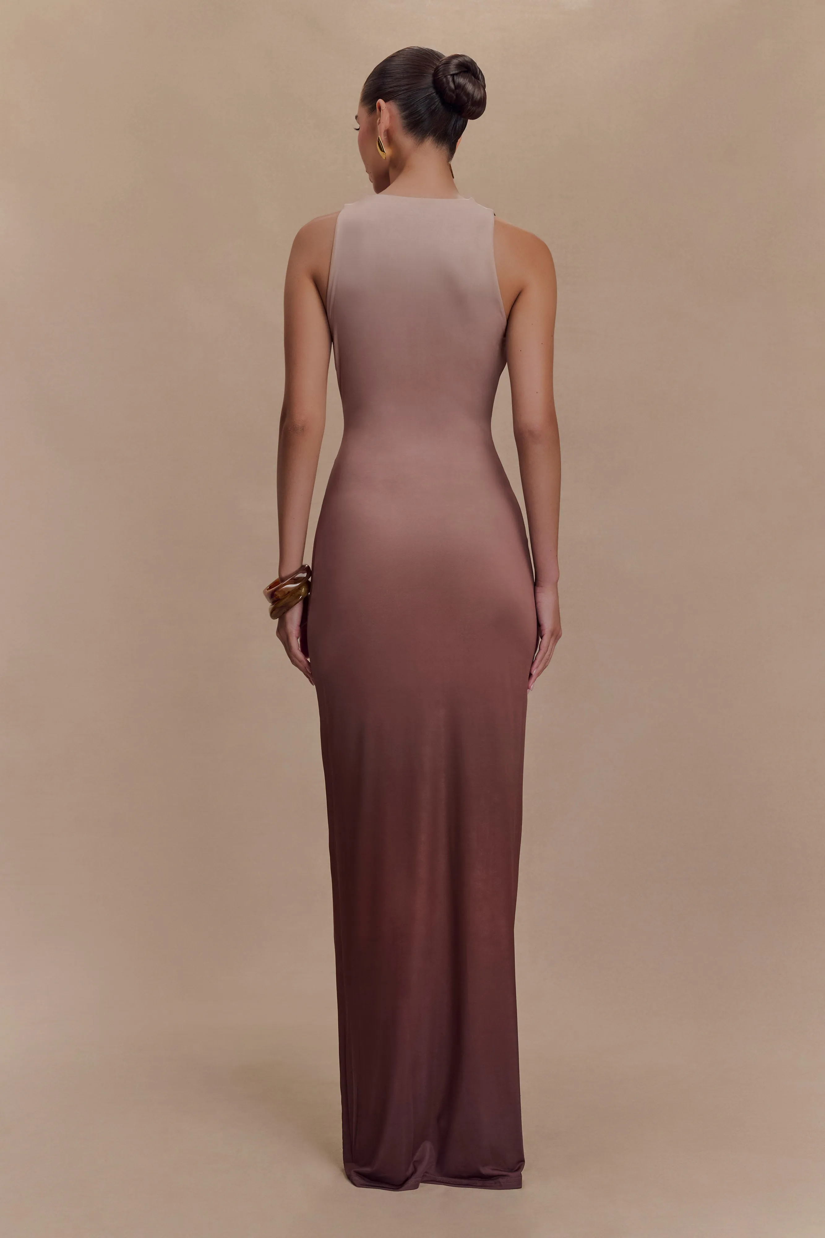 Stella Draped Slinky Maxi Dress - Mocha Ombre