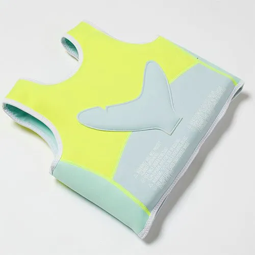 SUNNYLiFE Salty the Shark Swim Vest Aqua Neon Yellow