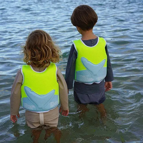 SUNNYLiFE Salty the Shark Swim Vest Aqua Neon Yellow