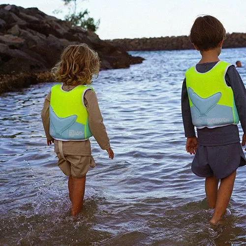 SUNNYLiFE Salty the Shark Swim Vest Aqua Neon Yellow