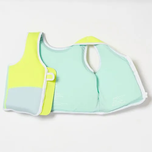 SUNNYLiFE Salty the Shark Swim Vest Aqua Neon Yellow