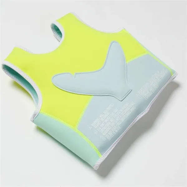 SunnyLife Swim Vest Salty the Shark Aqua Neon Yellow