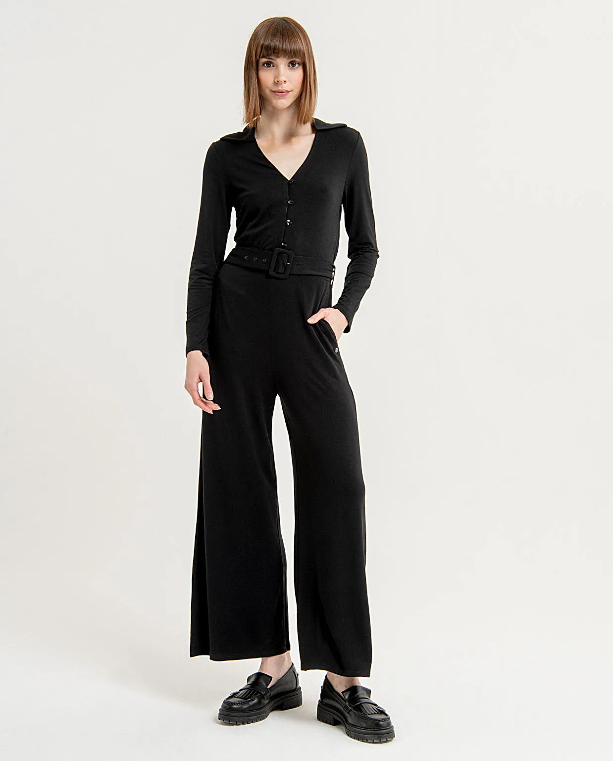 Surkana v-neck jumpsuit with buttons