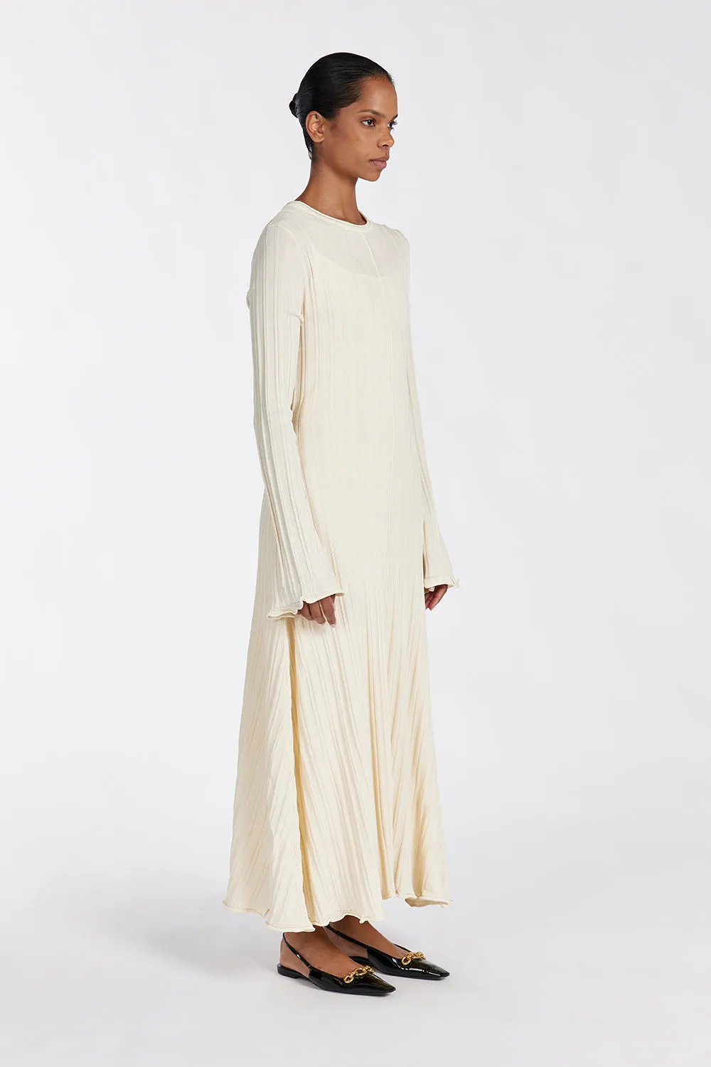 SYLVIA CREAM KNIT MIDI DRESS